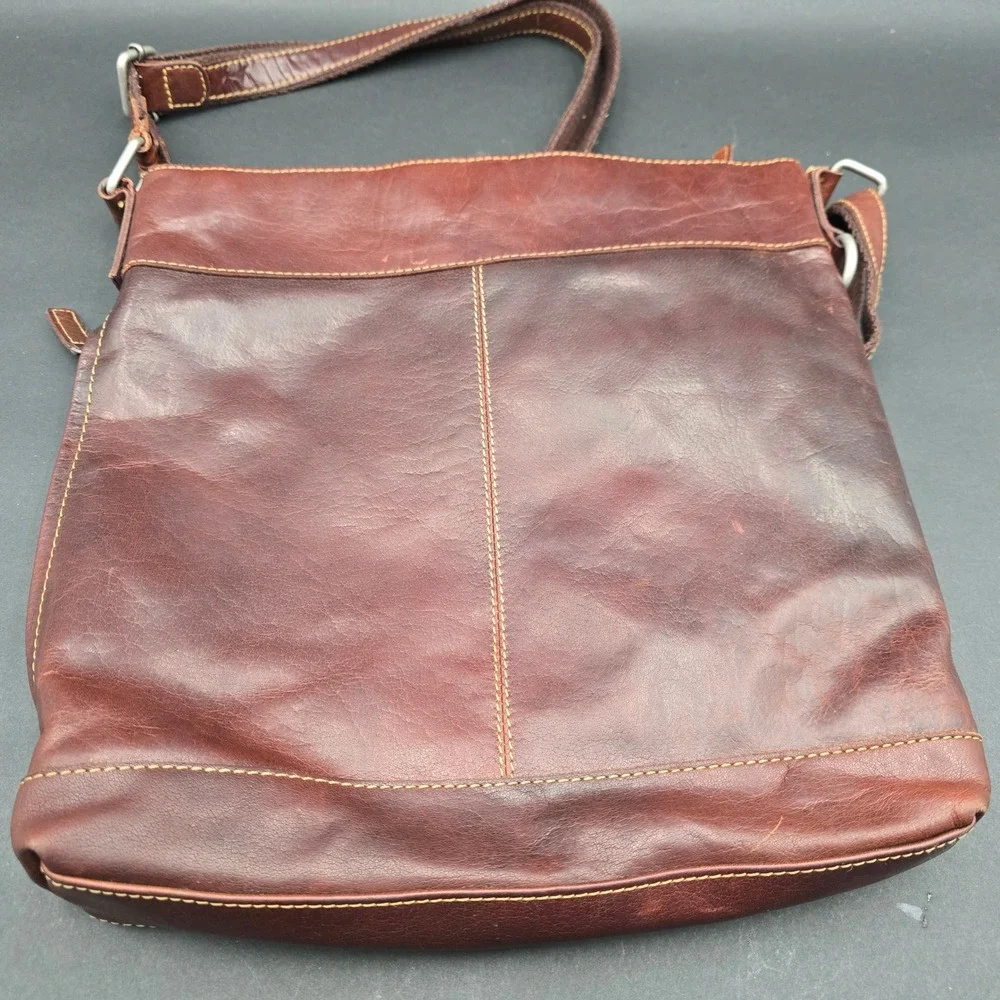 Jack Georges Brown Buffalo Leather City Crossbody Voyager Bag 7298